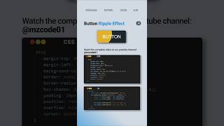 🌊 Create a Button Ripple Effect Using CSS & JavaScript | MZCode01 🚀 #css #javascript #shorts #coding