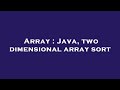 Array : Java, two dimensional array sort