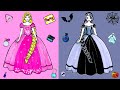 Paper Dolls Dress Up - Sadako and Rapunzel Dresses Handmade Quiet Book - Barbie Story & Crafts