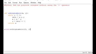Python Add two positive integers without using the '+' operator