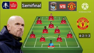 Today Match !! Coventry City vs Man United Line Up 4-2-1-3 With Mount Semifinal FA Cup 2023/24