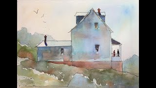 EXTREME BEGINNERS - Glazing Technique Painting of a House in the Mountains - with Chris Petri