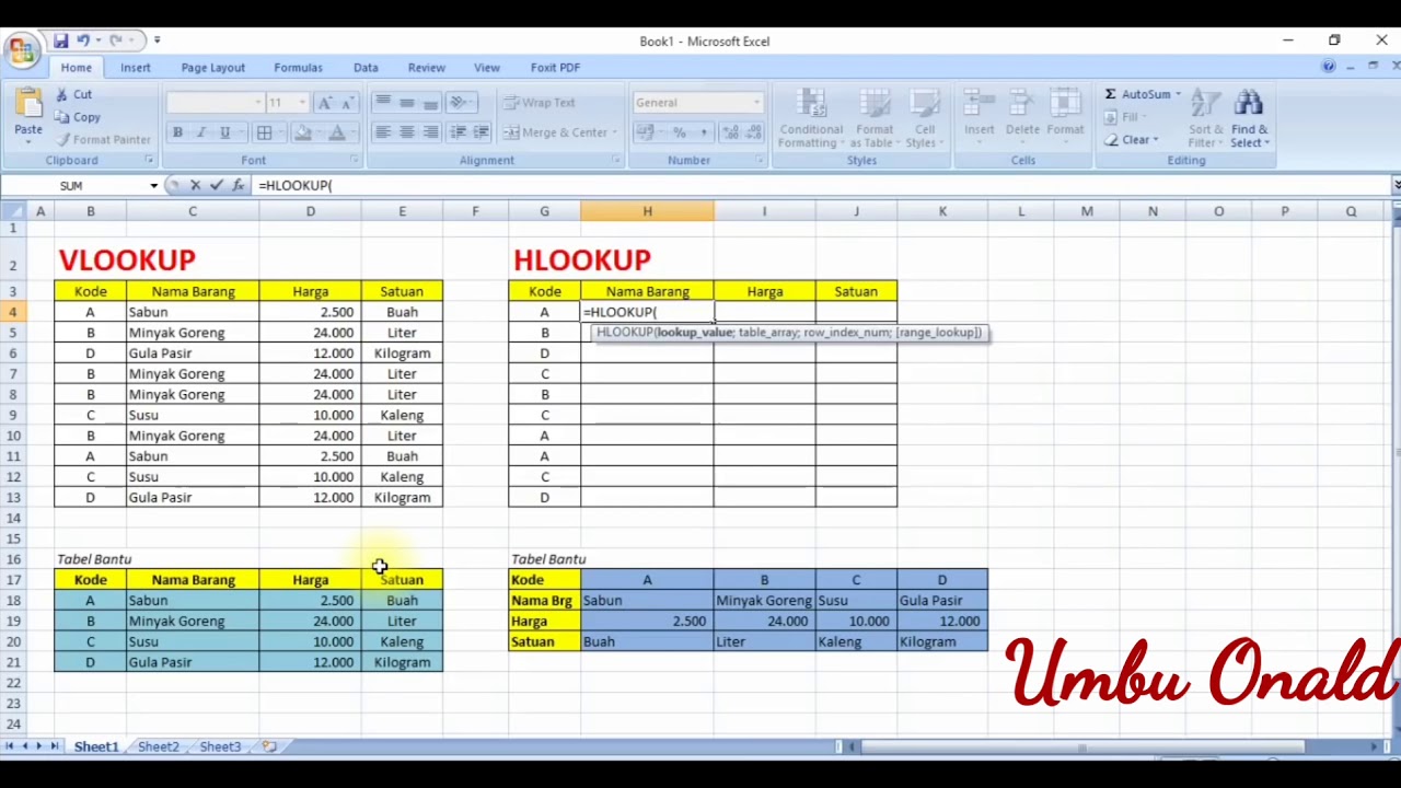 Contoh Tabel Vlookup