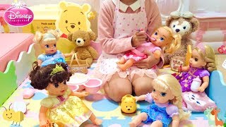 再アップ 赤ちゃんプリンセス ほいくえん先生ごっこ ディズニー エルサ ラプンツェル / Disney Princess Baby Doll Nursery Care