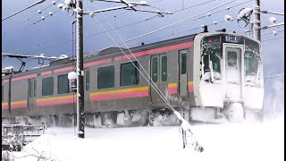 雪まみれのE129系B12編成 信越本線下り普通431M