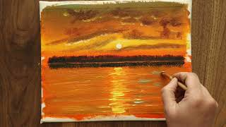 Sunset Painting / Acrylic Painting / Easy painting for beginners / Painting tutorial / #74