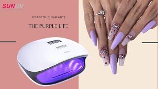 How to make a beautiful purple nails with SUNUV nail lamp