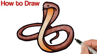 How to Draw Cobra Snake | Easy Animals Drawings