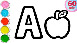 A untuk Apel, B untuk Bola Menggambar, Melukis, Mewarnai untuk Anak & Balita | Pelajari Alfabet #307