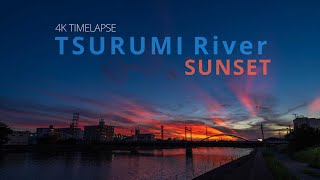 [4K Timelapse+Movie] Sunset movie at Tsurumi River, JAPAN α7III + FE 20mm F1.8 G SEL20F18G