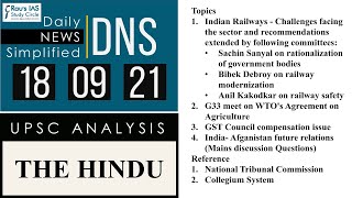 THE HINDU Analysis, 18 September  2021 (Daily Current Affairs for UPSC IAS) – DNS