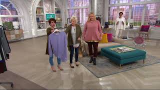 LOGO Lounge by Lori Goldstein Raglan Sleeve Top with Woven Shirttail on QVC