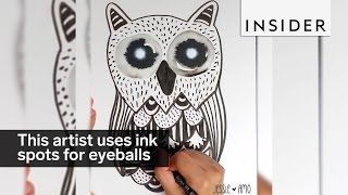 This artist uses ink spots to make realistic eyeballs