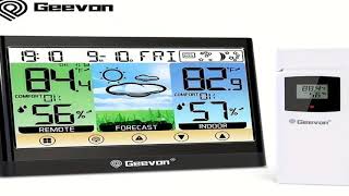 Geevon Weather Station Wireless Indoor Outdoor Thermometer Hygrometer Touch LCD