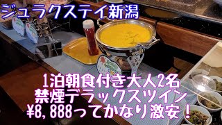 【Vlog】【新潟4泊5日ワーケーション】宿泊ホテル その1 ジュラクステイ新潟【禁煙デラックスツイン 1泊朝食付き大人2名 8,888円】