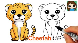 How to Draw a Cheetah Easy | Cute Cartoon Animal