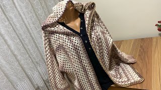 OVERSİZE💃KAPŞONLU ALTIGEN HIRKA YAPIMI ✨CROCHET CARDIGAN / DIY / SUB