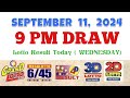 Lotto Result Today 9pm draw September 11, 2024 6/55 6/45 4D Swertres Ez2 PCSO