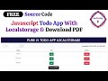 Create Javascript Todo List App Using HTML CSS Localstorage With Source Code By NonTechBg |