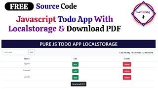 Create Javascript Todo List App Using HTML CSS Localstorage With Source Code By NonTechBg |