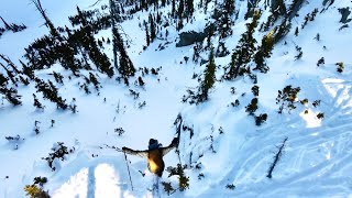 Epic cliff to chute skied by Sam Kuch