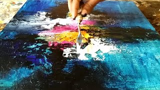 Abstract painting / How to paint abstract painting and texture the canvas with gesso / Demo