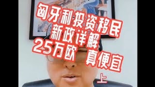 匈牙利投资移民新政详解！25万欧基金，50万欧购房（上）#黄金签证#欧盟护照#匈牙利移民#欧洲移民避坑讲堂#葡萄牙移民