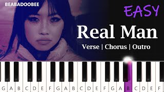 beabadoobee - Real Man SLOW ~  EASY + Chords PIANO TUTORIAL