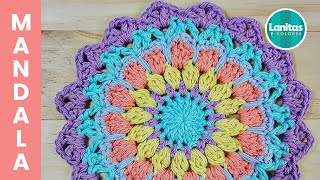 MANDALA PASTEL crocheted with basic stitches | Lanitas and Colors