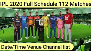 IPL 2020 full Schedule || Date/Time Venue Channel List || cheema yt Cheema Yt