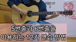 5번줄과 6번줄을 이용하는 12키 연습 방법