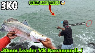 💢Can't Believe This 🤯 - BIG Barramundi On UL Fishing Setup / BRAVVO UL FISHING ROD REVIEW IN TAMIL