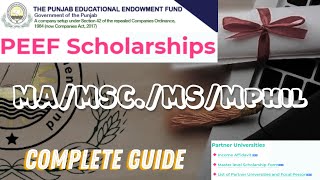 PEEF Scholarship 2025 | MA/MSC./MS/MPHIL | Download PDF form | مکمل درخواست کا طریقہ کار