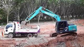 รีวิว อีกมุม หนึ่ง kobelco sk140lc-super-xm ขุดสระ ตักใส่ดั้ม แต่งสโลปขอบสระ EP.1662