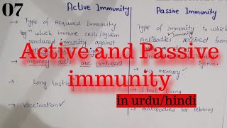 Active immunity and passive immunity || difference between active and passive immunity in Urdu\Hindi