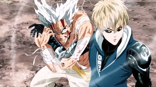 Garou breaks Genos's arm with a water stream rock smashing fist.