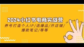 2024小红书电商实战营，养号打造IP选爆品开店铺爆款笔记等等