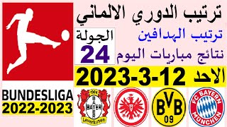 ترتيب الدوري الالماني وترتيب الهدافين ونتائج مباريات اليوم الاحد 12-3-2023 من الجولة 24
