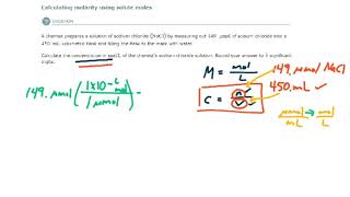 ALEKS - Calculating molarity using solute moles - Example 1