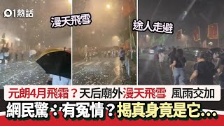 元朗4月飛霜？黃雨天后廟外「漫天飛雪」片瘋傳　揭真身唔係落雹｜01熱話｜元朗｜天文台｜飛雪｜落雹｜冰雹