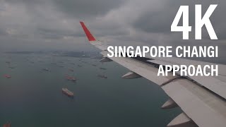 4K | Thai Vietjet Air A320 | Full approach to runway 02L at Singapore Changi International Airport