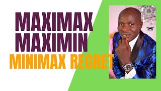 Maximax,Maximin,Minimax regret /Decision Making/ Payoff table