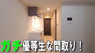 これが極上1DK！2022年３月に完成した一人暮らしのお部屋！賃貸マンションの内見。地下なのにバルコニーがあって陽射しが入ってくる。窓先は空地仕様！！