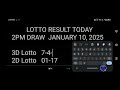 lotto result today 2pm january 10 2025 swertres ez2 pcso live result