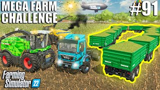 Filling THE LONGEST TRAILER-TRAIN in FS22 with SILAGE🚧 | MEGA FARM #91 | Farming Simulator 22