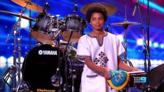 ትውልደ የኢትዮጵያዊው ከበሮ መቺ ልጅ Australia's Got Talent   Ethiopian born drummer TJ steals the show