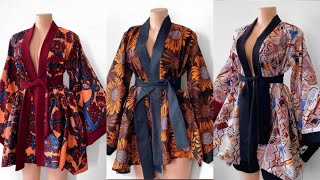 How to make a VINTAGE FLARED KIMONO JACKET  | Cutting and Stitching