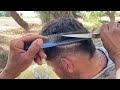 asmr hair cut 💇 with old barber 💈