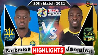JL vs BR Full Match Highlights 2021 | CPL 2021 | Barbados Royals VS Jamaiac Tallahwas Match 10