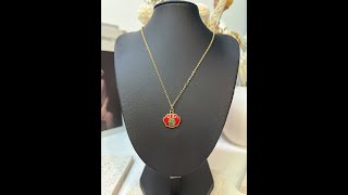 DLB Happiness  Series Fu Zi Ping An lock Necklace Gold